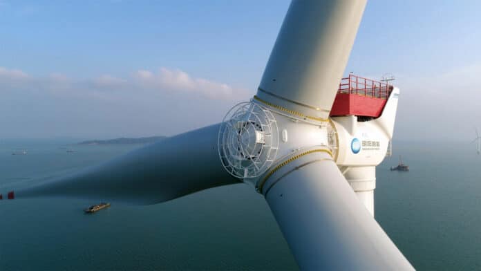 MingYang's wind turbines installed offshore.