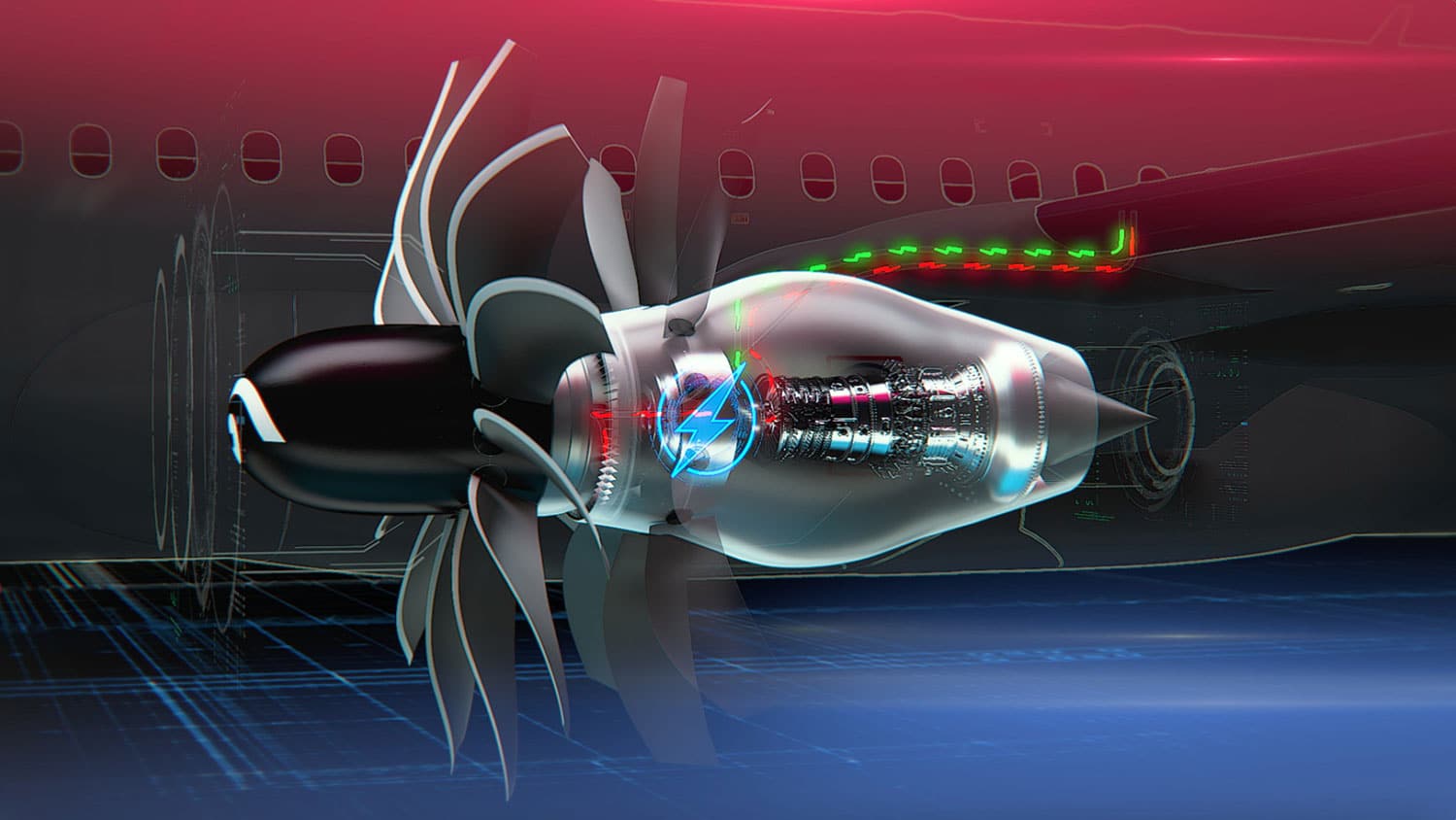 HyTEC (graphic) showing small core turbofan engine.