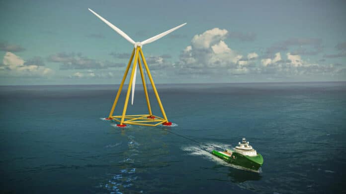 Artist's impression of T-Omega's floating offshore wind turbine.