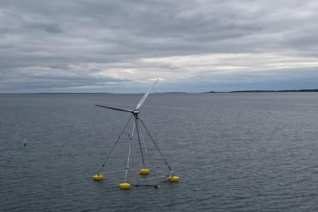 Floating offshore wind turbine prototype, produced by T-Omega Wind.