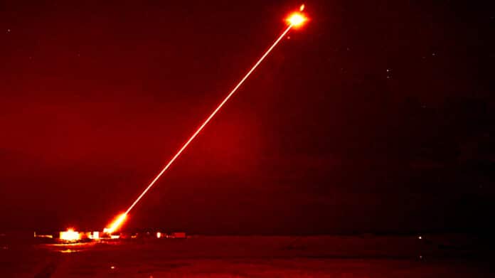 First high-power firing of a laser weapon against aerial targets.