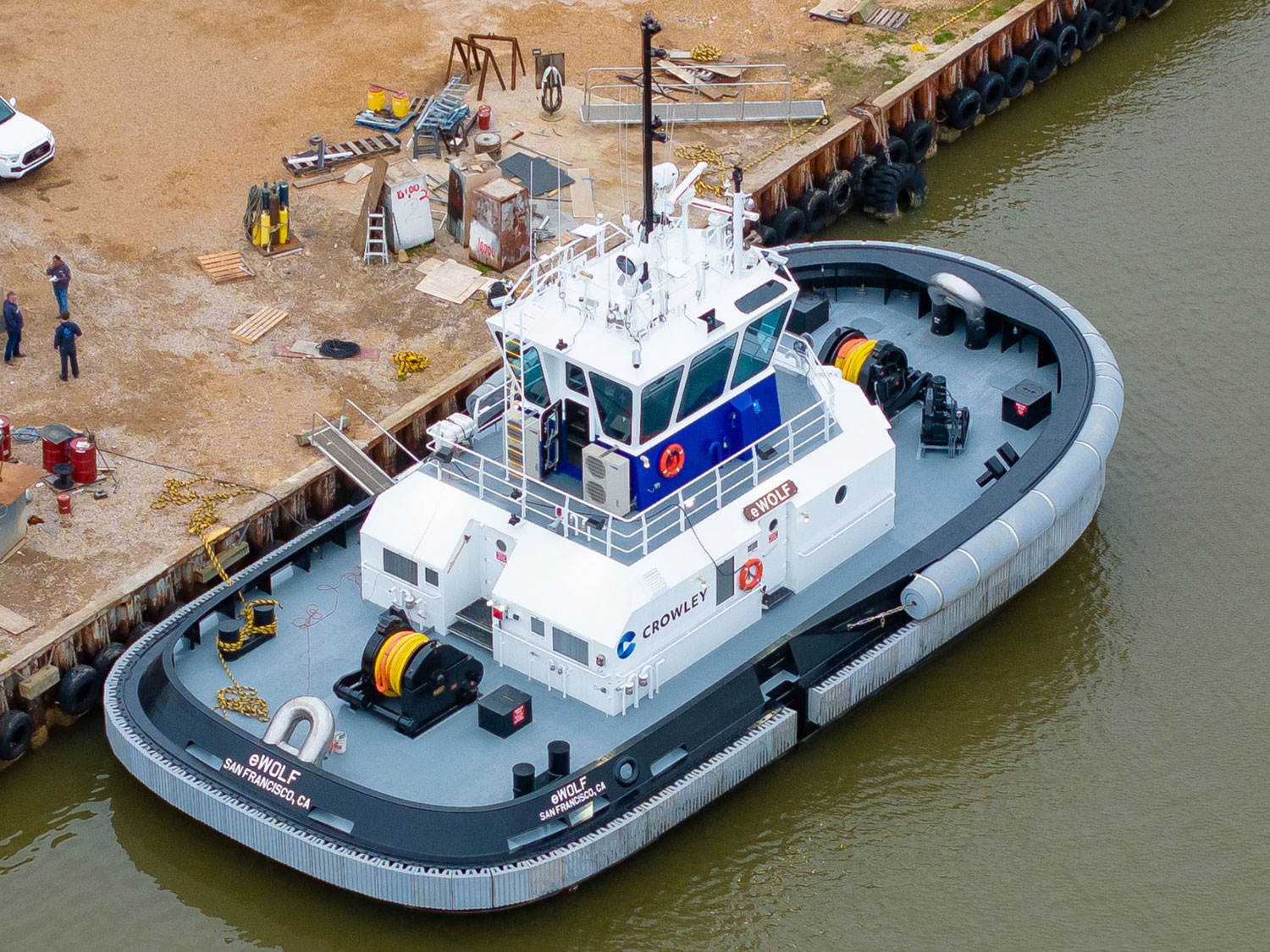 Crowley has accepted delivery of eWolf, the first all-electric, ship assist harbor tugboat in the U.S.