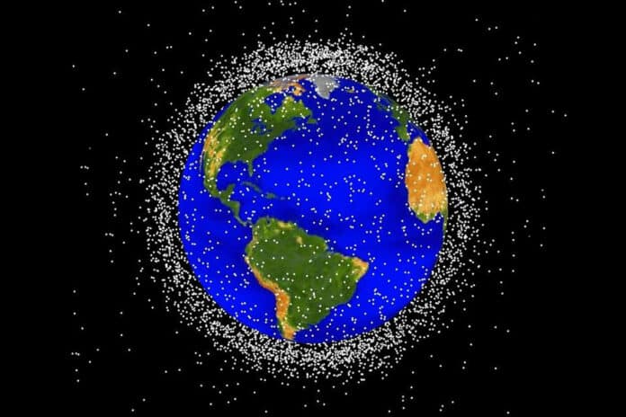 This computer-generated image shows orbital debris currently being tracked in low Earth orbit.