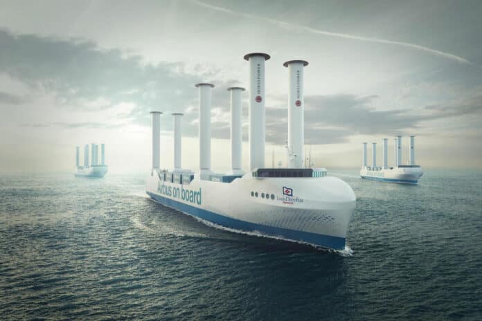 LDA low-emission RoRo vessel with six Norsepower Rotor Sails.