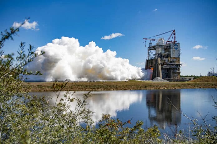 A final round of certification testing for production of new RS-25 engines to power the SLS (Space Launch System) rocket,