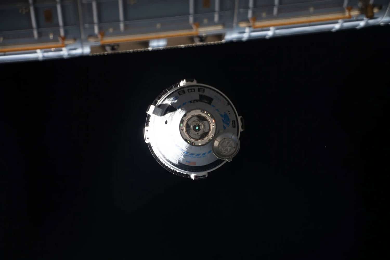 Boeing’s Starliner spacecraft approaches the International Space Station.