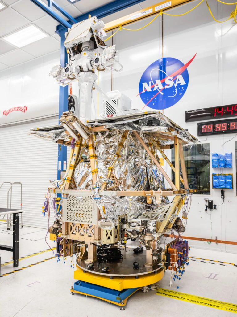 NASA’s VIPER robotic Moon rover stands taller than ever after engineers integrated its mast in a clean room at NASA’s Johnson Space Center in Houston.