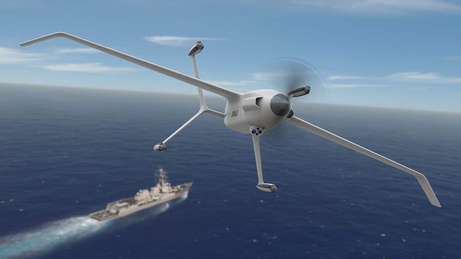 AV’s Group 3 Wildcat UAS is a long-endurance, large-payload vertical take-off and landing solution developed for a variety of maritime operations. Artist’s Rendering: AeroVironment