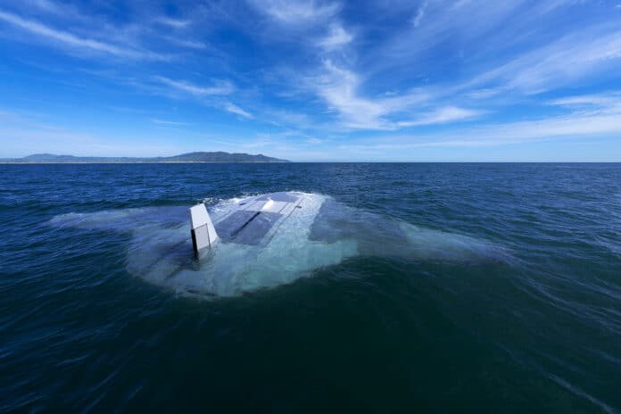 Manta Ray vehicle on the surface between test dives off the coast of Southern California.