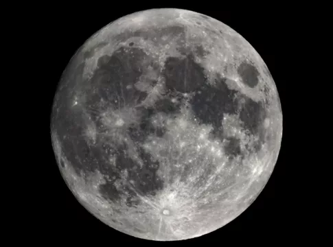 Full moon seen with an astronomical telescope