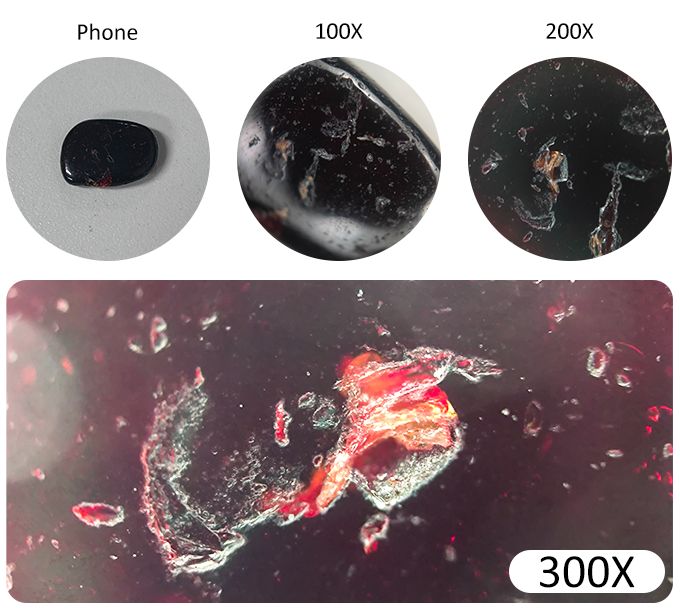 At the same phone magnification, 300X can reveal more details.